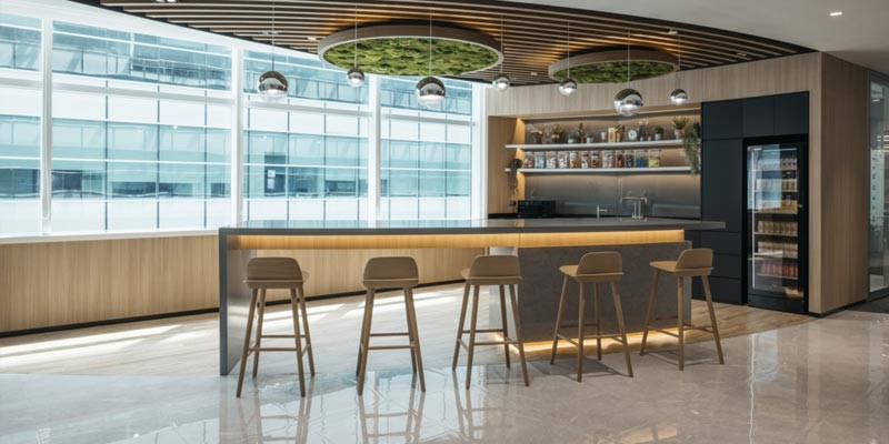 Alt: Pantry giúp nhân viên có cơ hội vận động và giảm stress