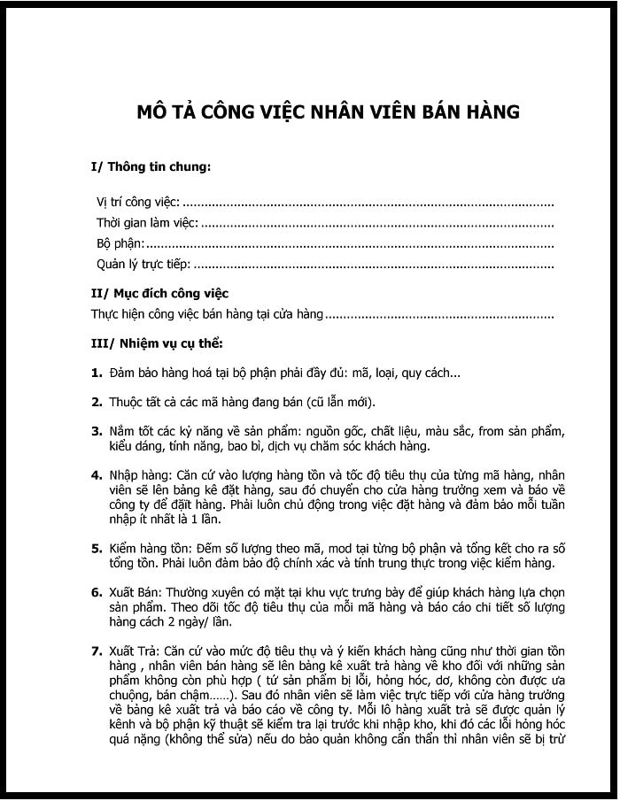 lưu ý khi lập jd