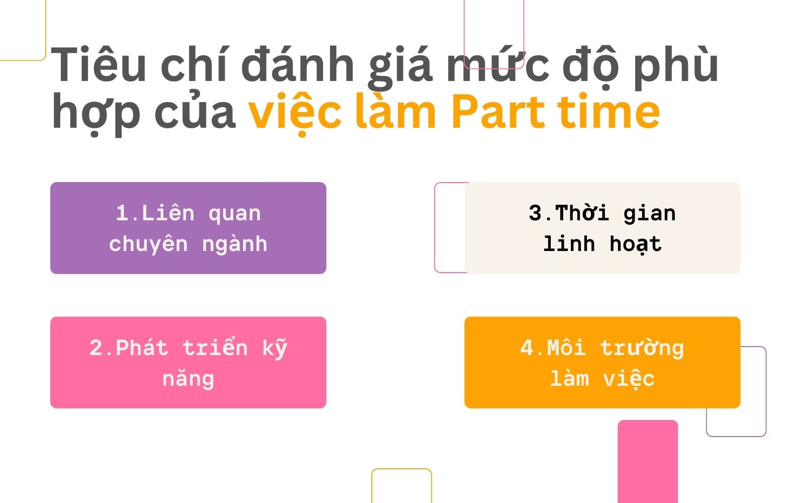 Tiêu chí đánh giá việc làm Part-time